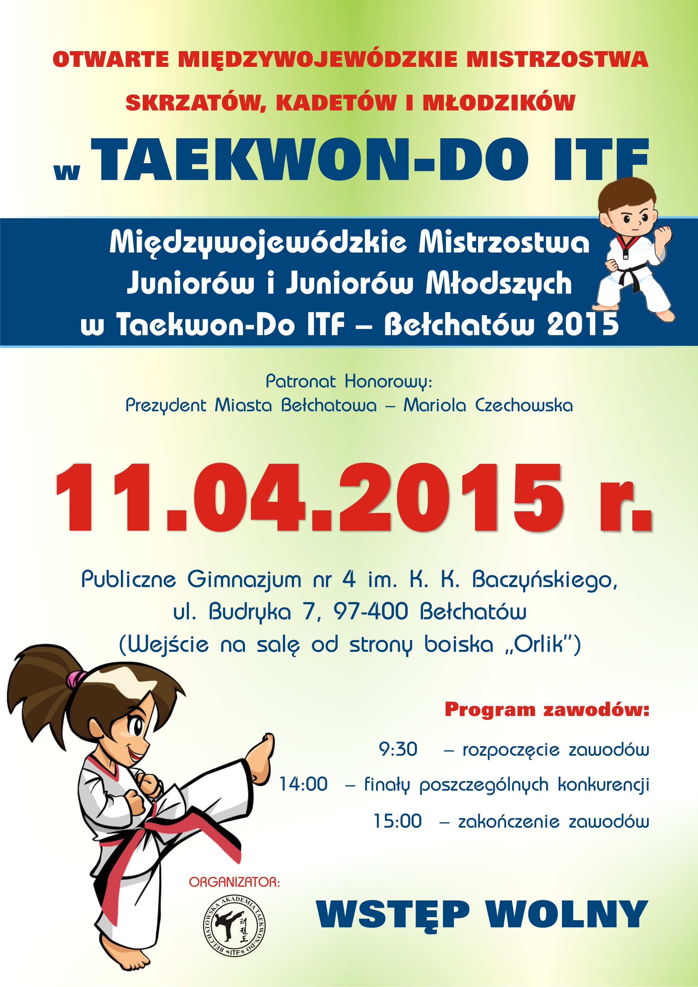 TAEKWON-DO BEŁCHATÓW - plakat_zawody 2015